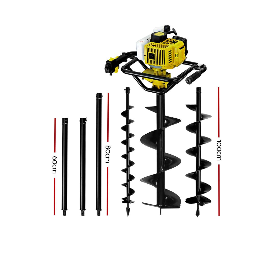 Marlook 92CC Post Hole Digger Petrol Drill Auger Extension Bits