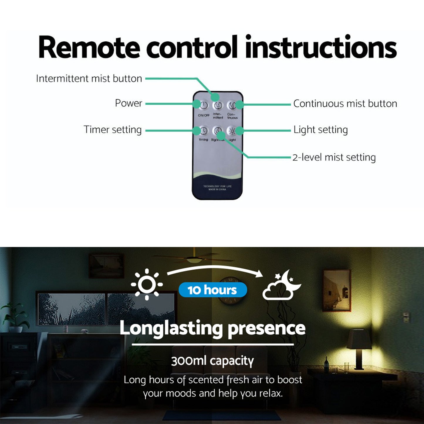 Marlook Aroma Diffuser Aromatherapy Humidifier 300ml