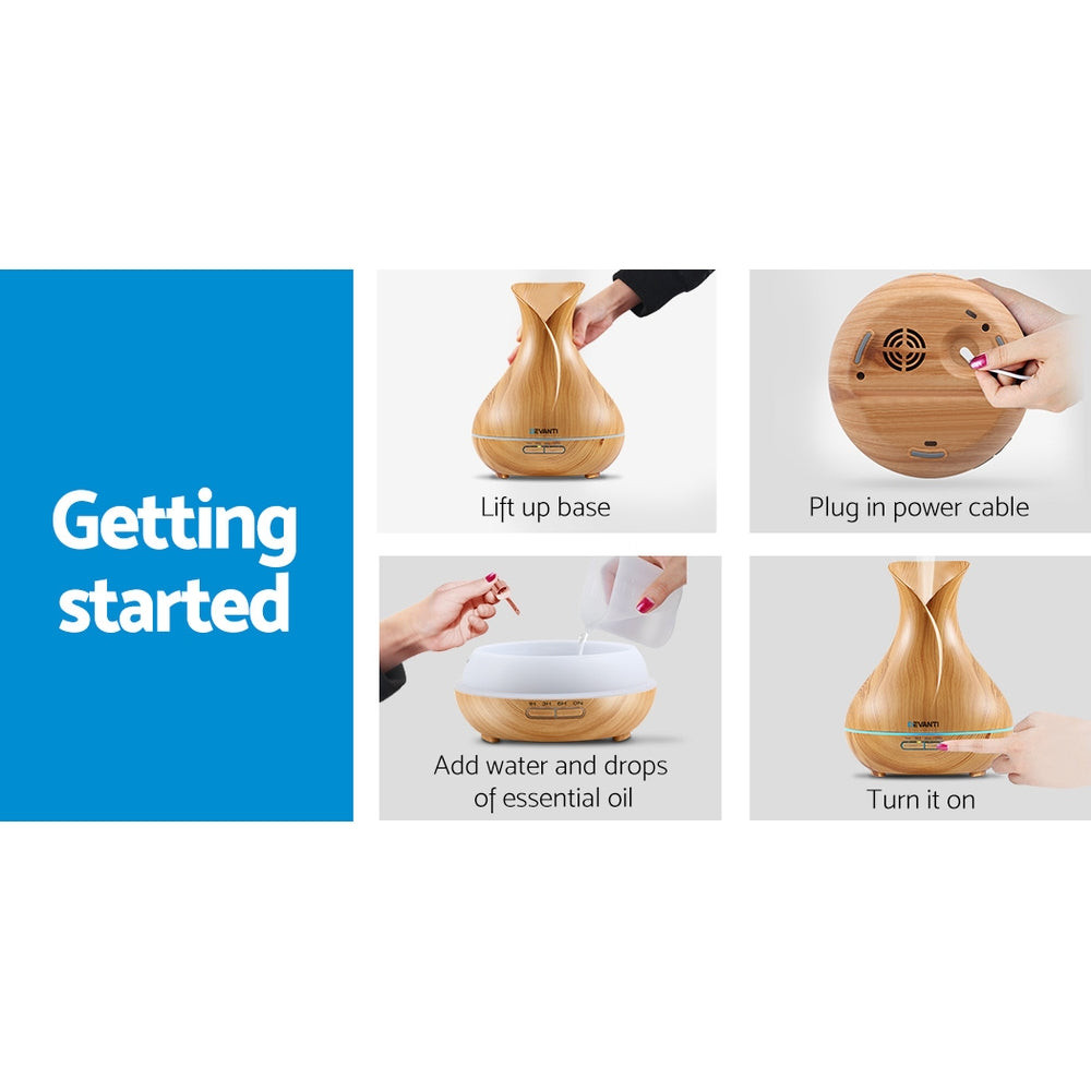 Marlook Aroma Diffuser Aromatherapy Light Wood 400ml