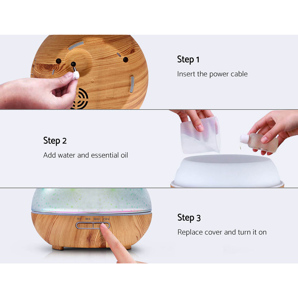 Marlook Aroma Diffuser Aromatherapy 3D Glass 400ml