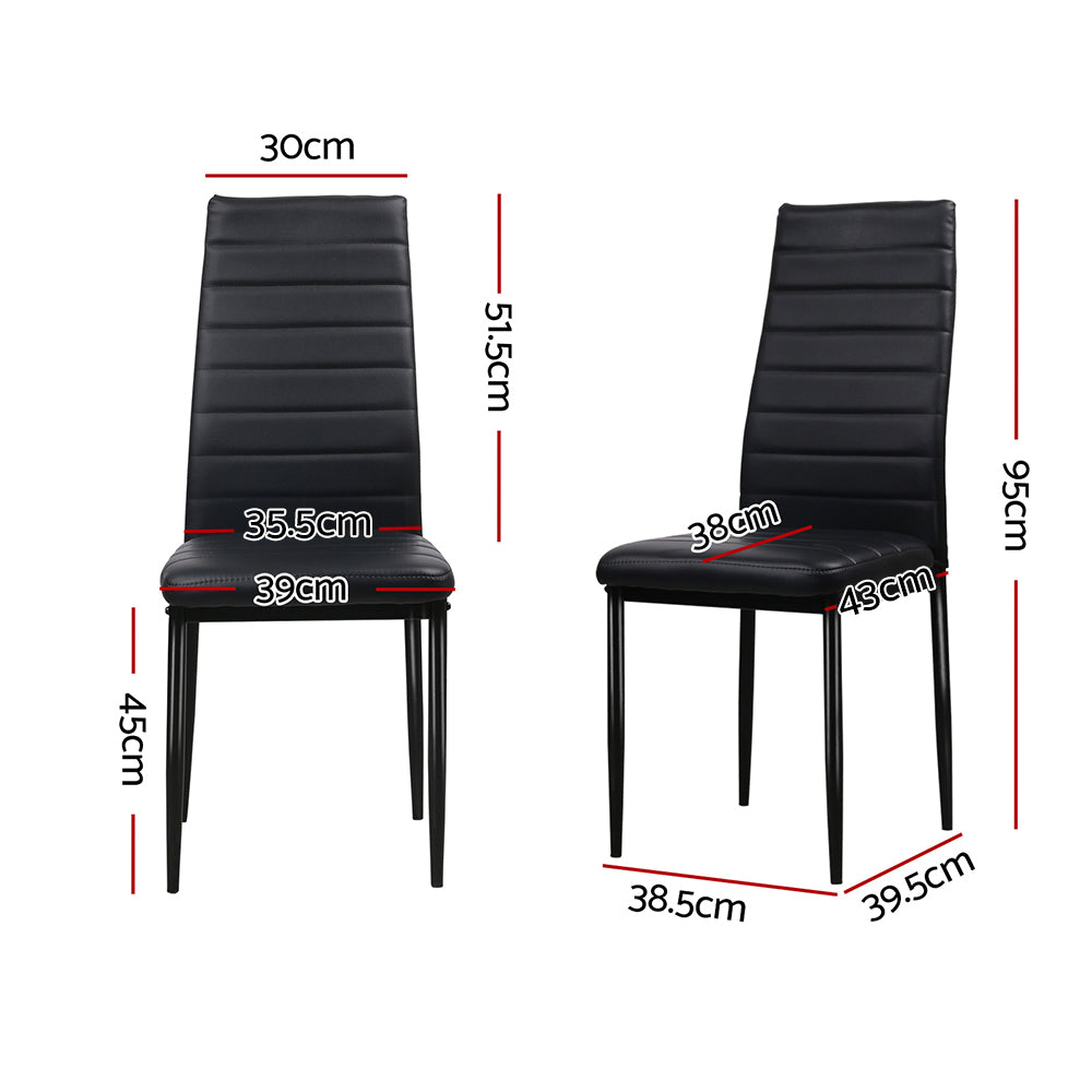 Marlook Dining Chairs Set of 4 Leather Channel Tufted Black