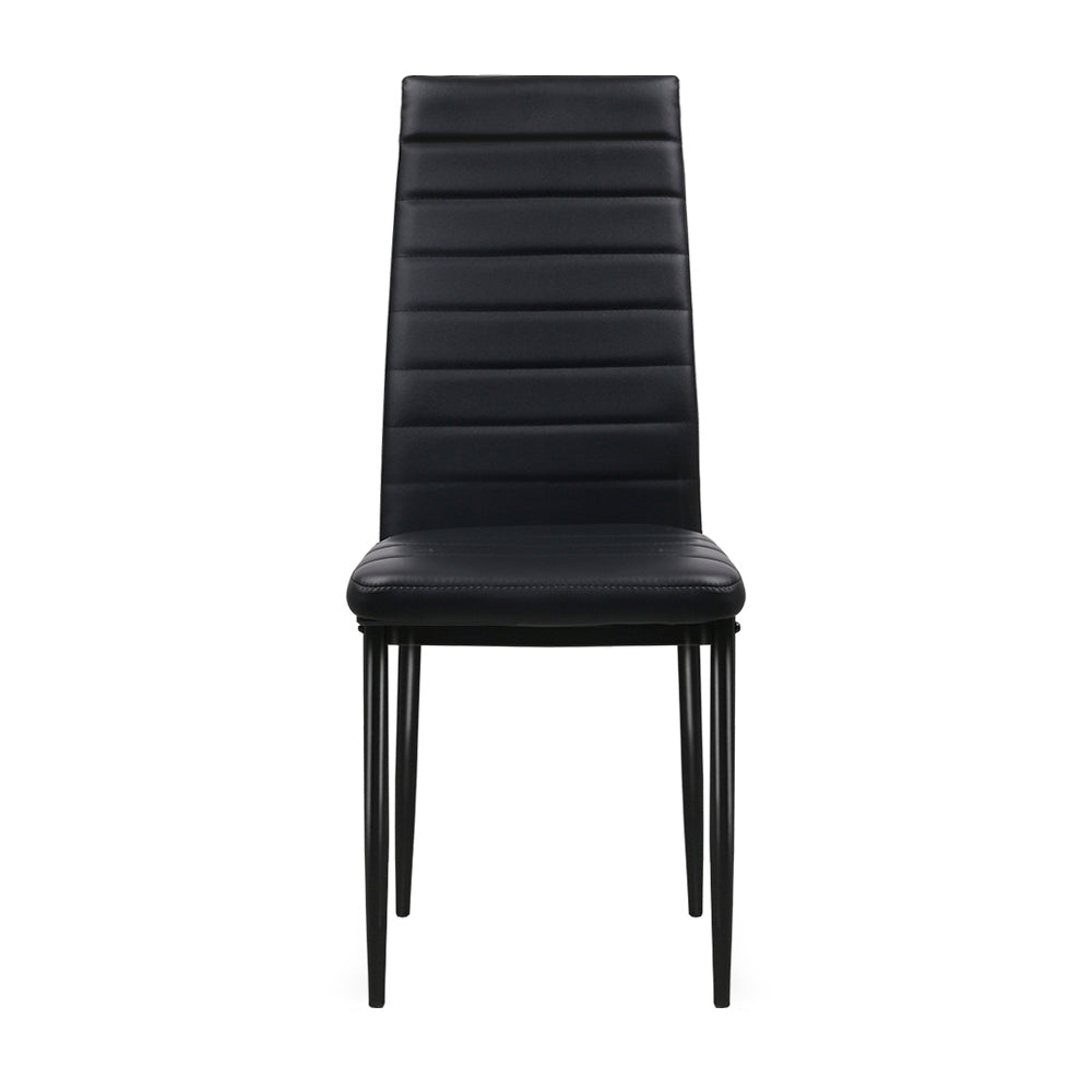 Marlook Dining Chairs Set of 4 Leather Channel Tufted Black