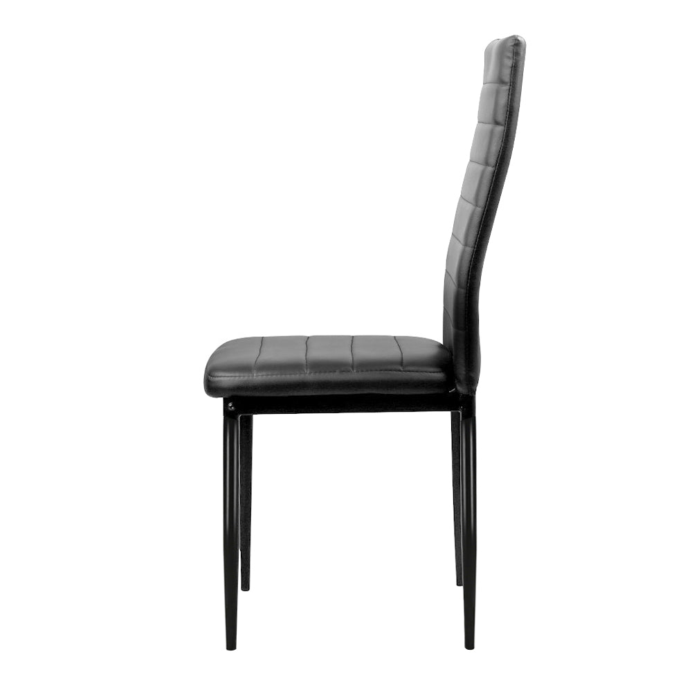 Marlook Dining Chairs Set of 4 Leather Channel Tufted Black