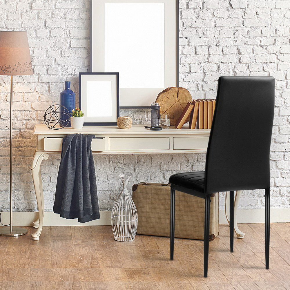 Marlook Dining Chairs Set of 4 Leather Channel Tufted Black