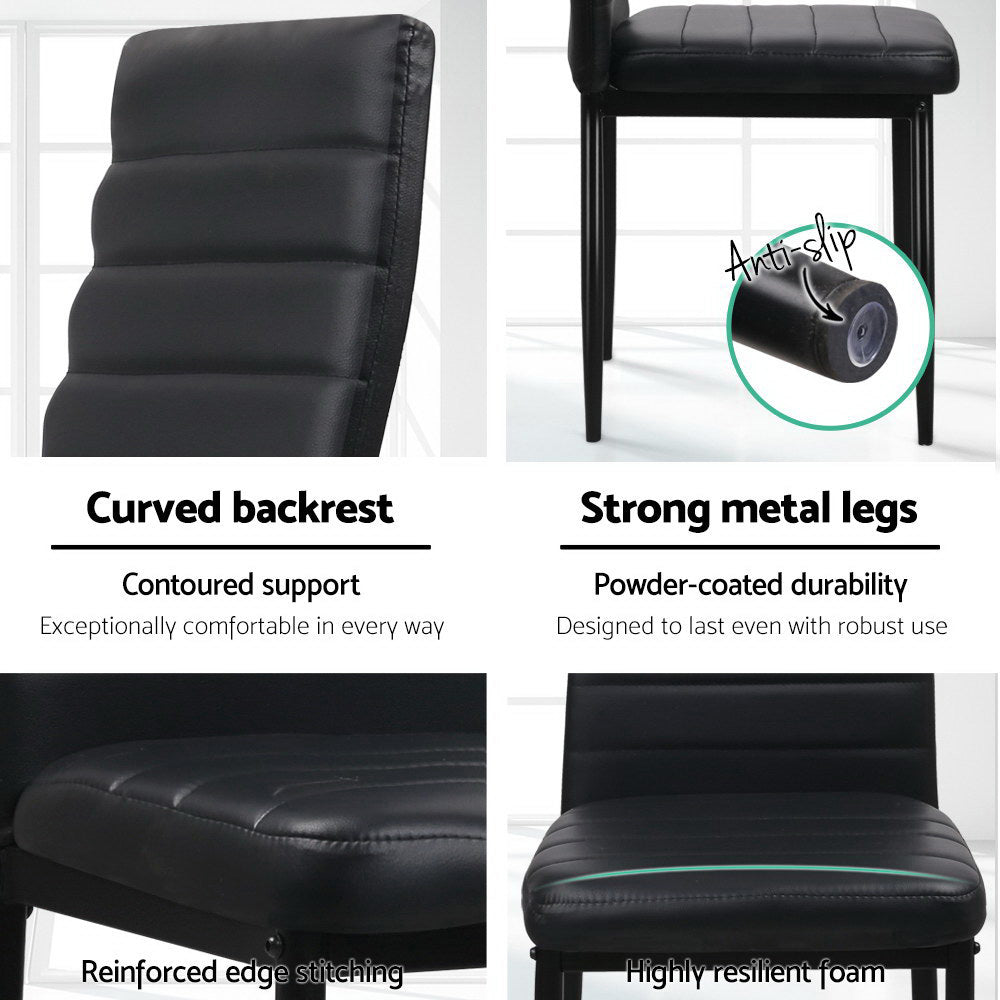 Marlook Dining Chairs Set of 4 Leather Channel Tufted Black