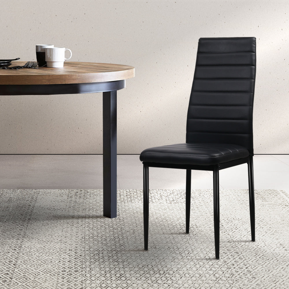 Marlook Dining Chairs Set of 4 Leather Channel Tufted Black