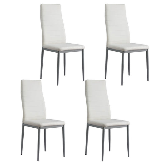 Marlook  Dining Chairs Set of 4 Leather Channel Tufted White