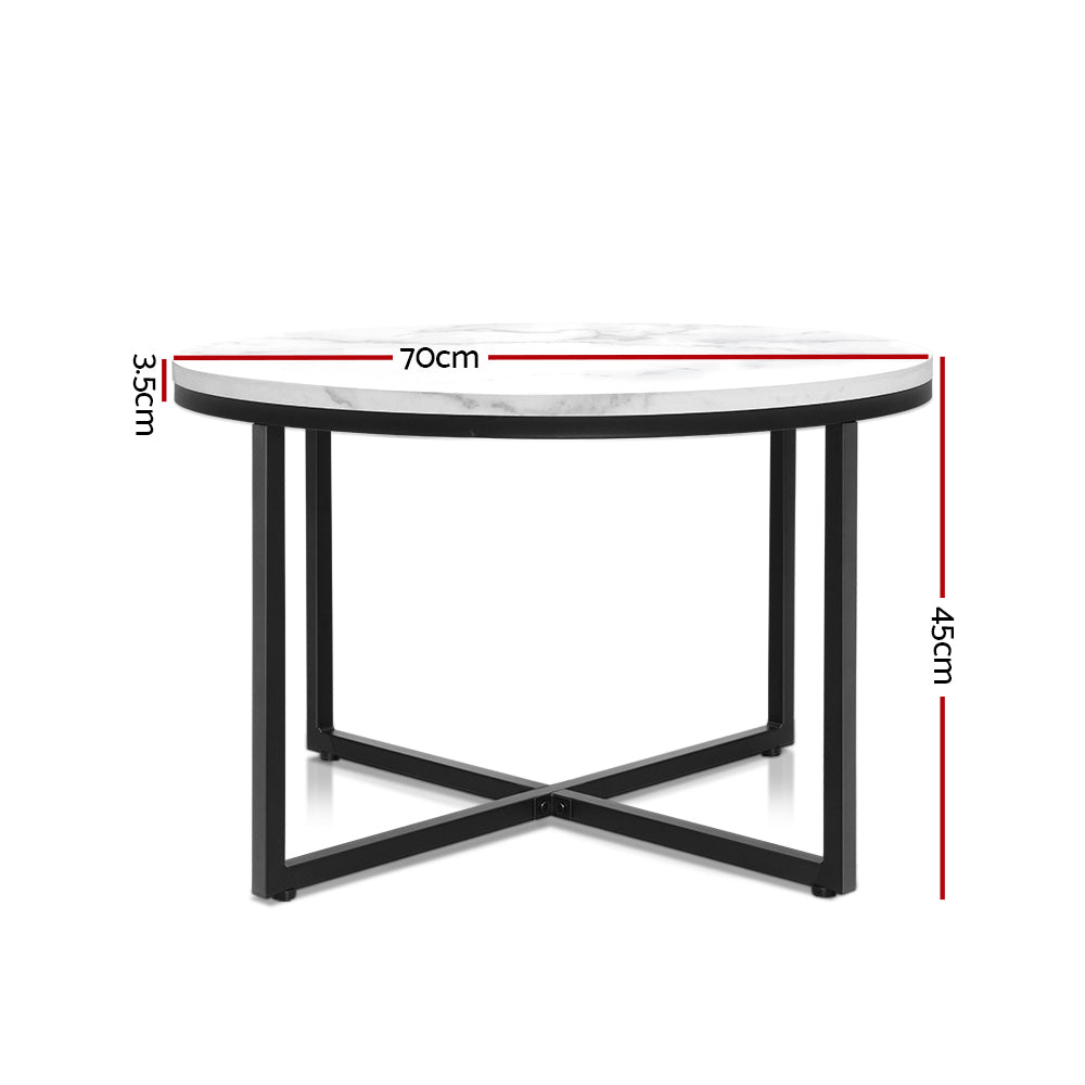 Marlook Coffee Table Round 70CM Marbel Effect