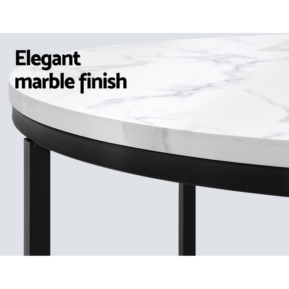 Marlook Coffee Table Round 70CM Marbel Effect