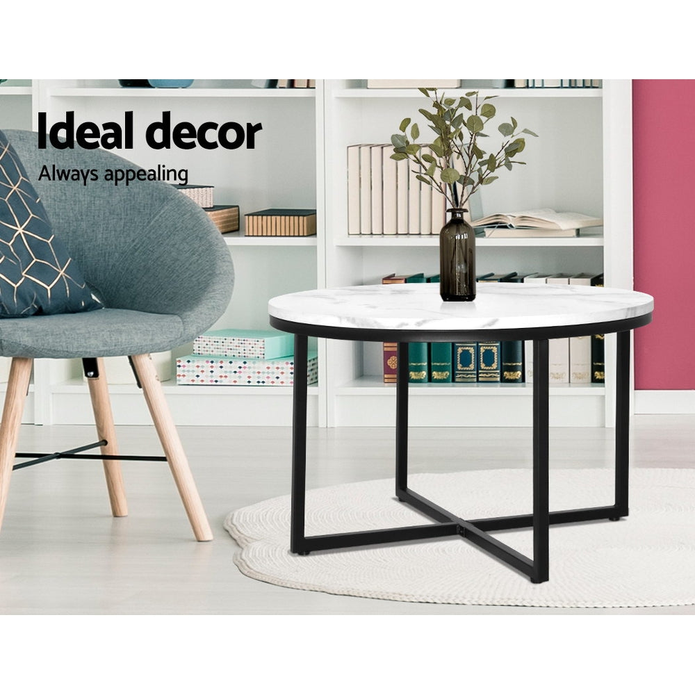 Marlook Coffee Table Round 70CM Marbel Effect