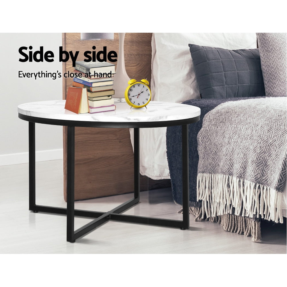 Marlook Coffee Table Round 70CM Marbel Effect