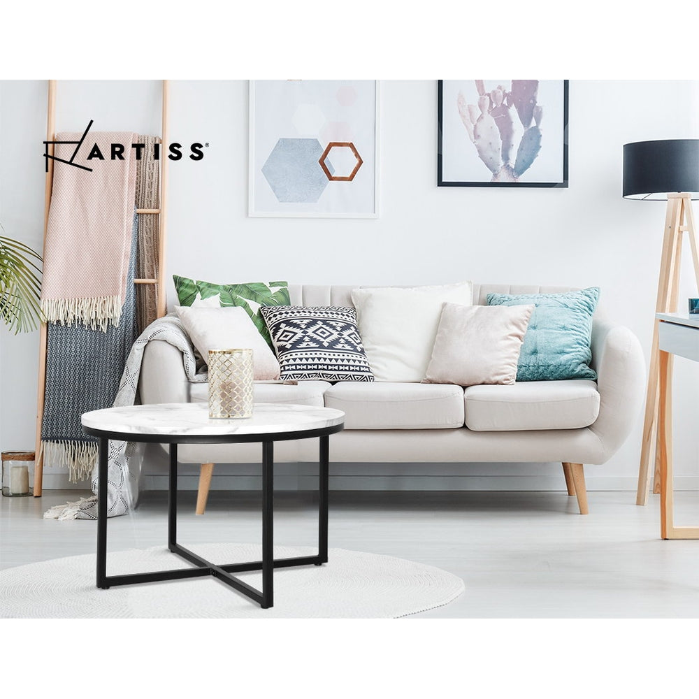 Marlook Coffee Table Round 70CM Marbel Effect