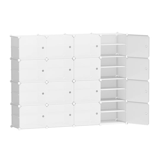 Marlook Shoe Box Rack DIY 16 Storage Cube Stackable White