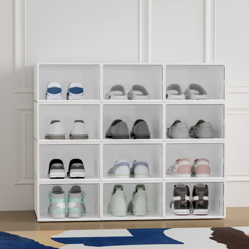 Marlook Shoe Box Rack DIY Set of 12 Stackable White Abel