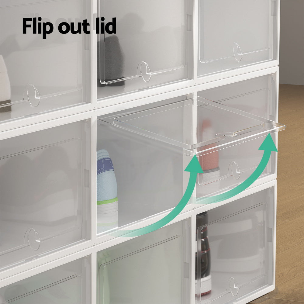 Marlook Shoe Box Rack DIY Set of 12 Stackable White Abel