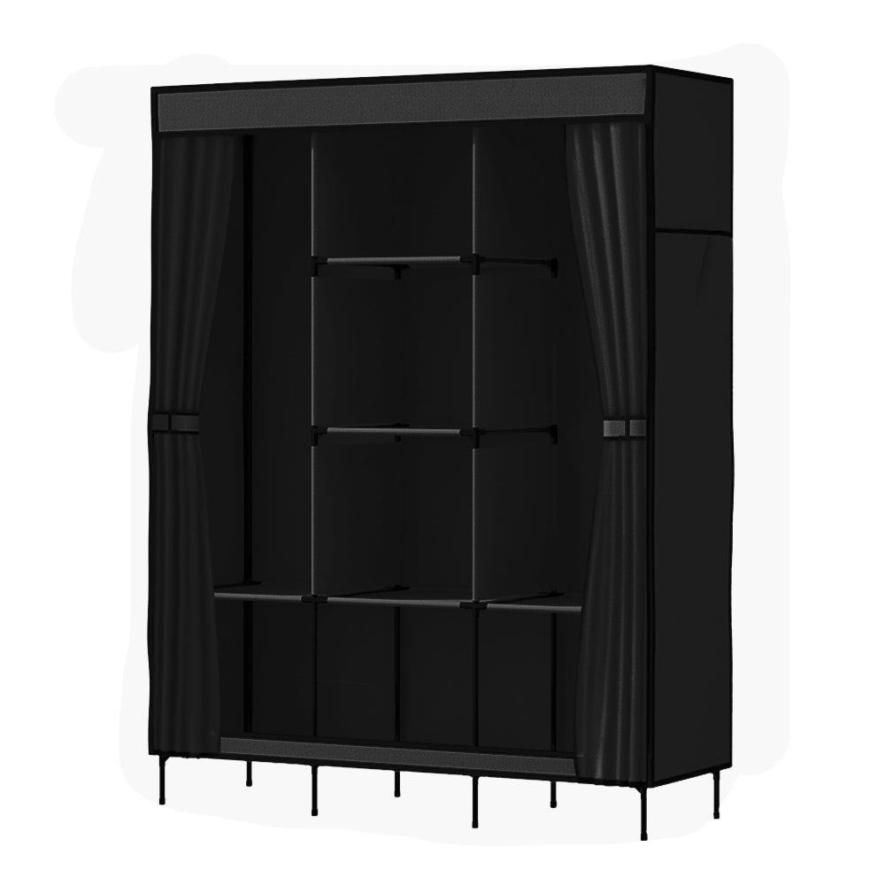 Marlook Large Portable Clothes Closet Wardrobe with Shelf Black
