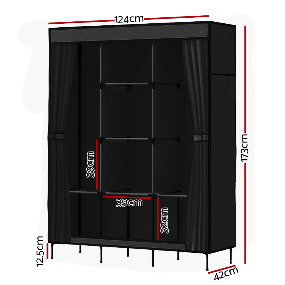 Marlook Large Portable Clothes Closet Wardrobe with Shelf Black
