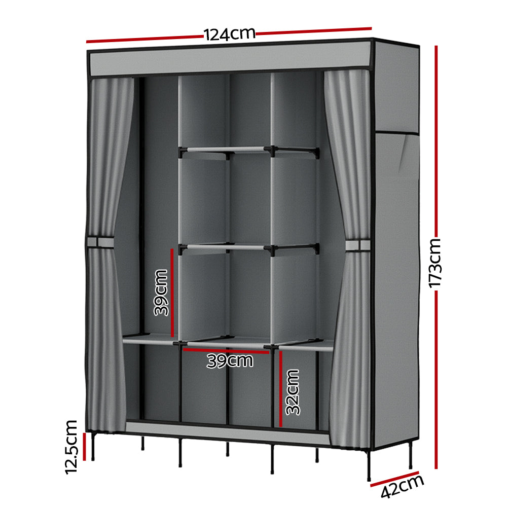 Marlook Large Portable Clothes Closet Wardrobe with Shelf Grey