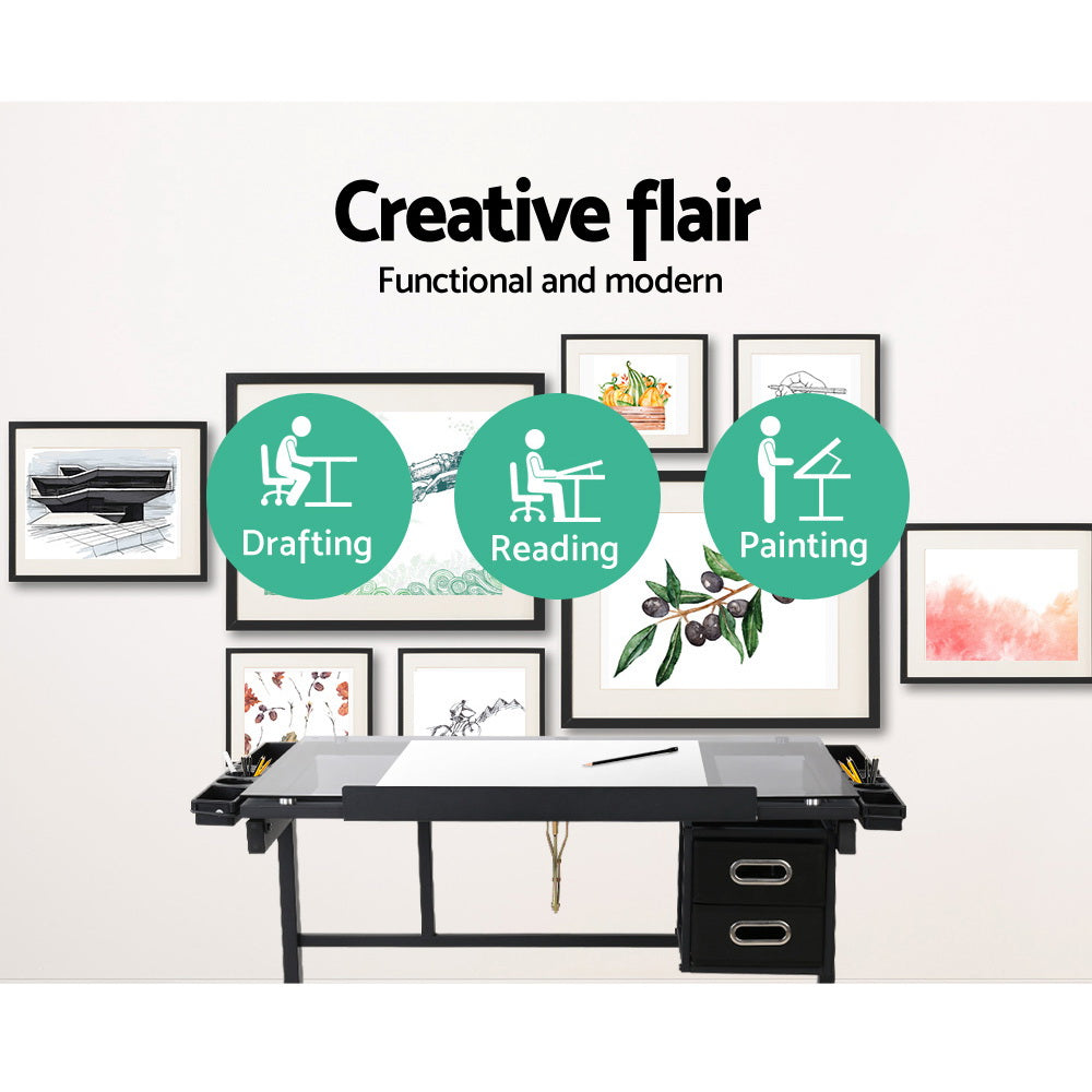 Marlook Drawing Desk Drafting Table Black