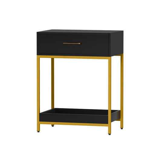 Marlook Bedside Table Drawers Side Table Shelf Storage Nightstand Black MASON