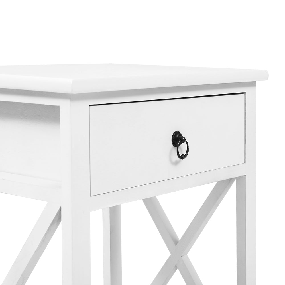 Marlook 2 X Bedside Table 1 Drawer with Shelf - EMMA White