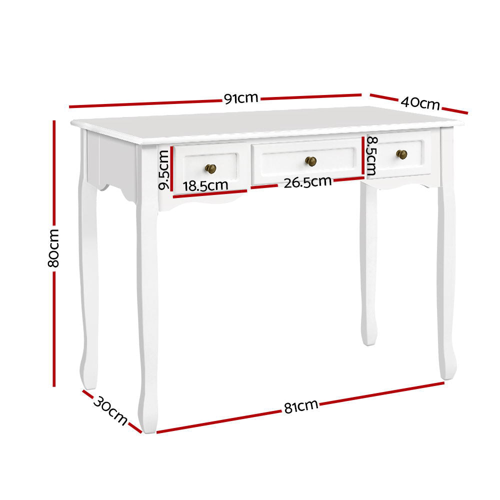 Marlook Console Table 3 Drawers White Hamptons