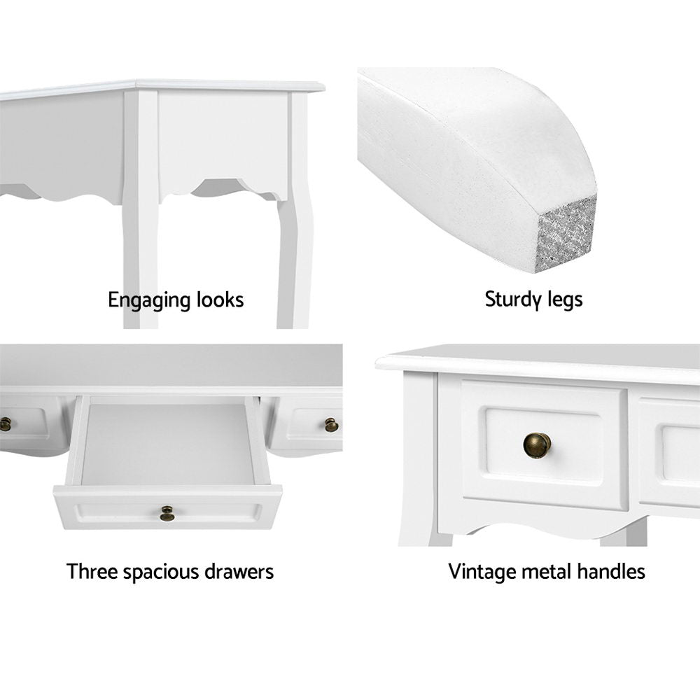 Marlook Console Table 3 Drawers White Hamptons
