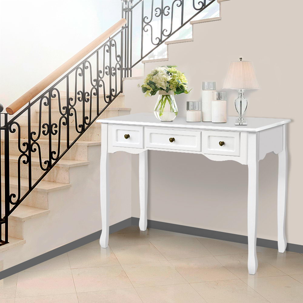 Marlook Console Table 3 Drawers White Hamptons