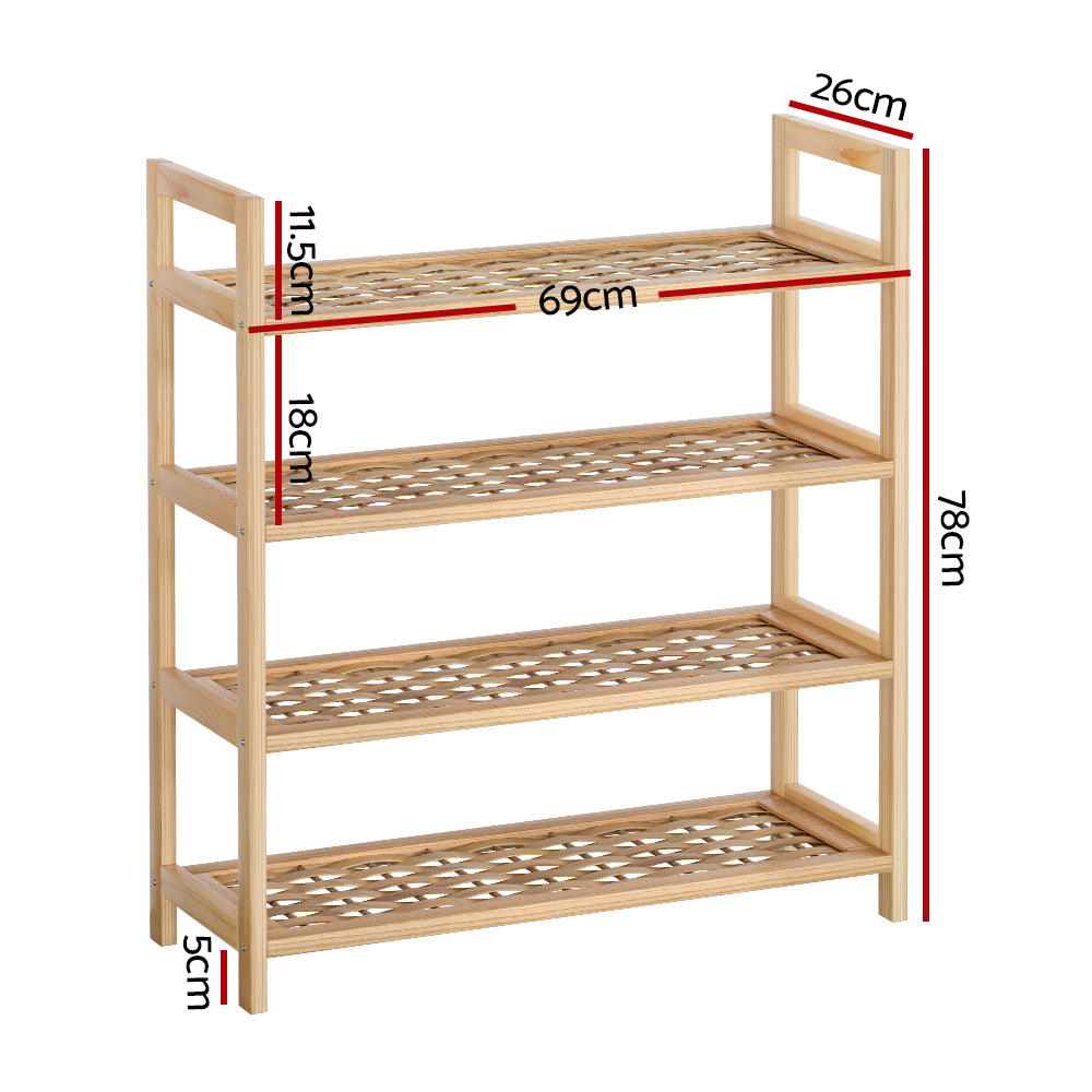 Marlook 4-tier Shoe Rack 12 Pairs Shoe Storage Weaved Shelves