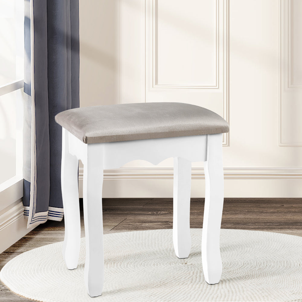 Marlook Dressing Table Stool Velvet Grey