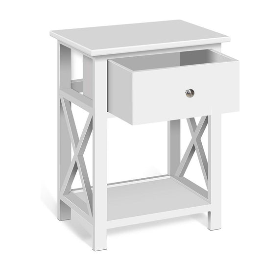 Marlook Bedside Table 1 Drawer with Shelf - EMMA White