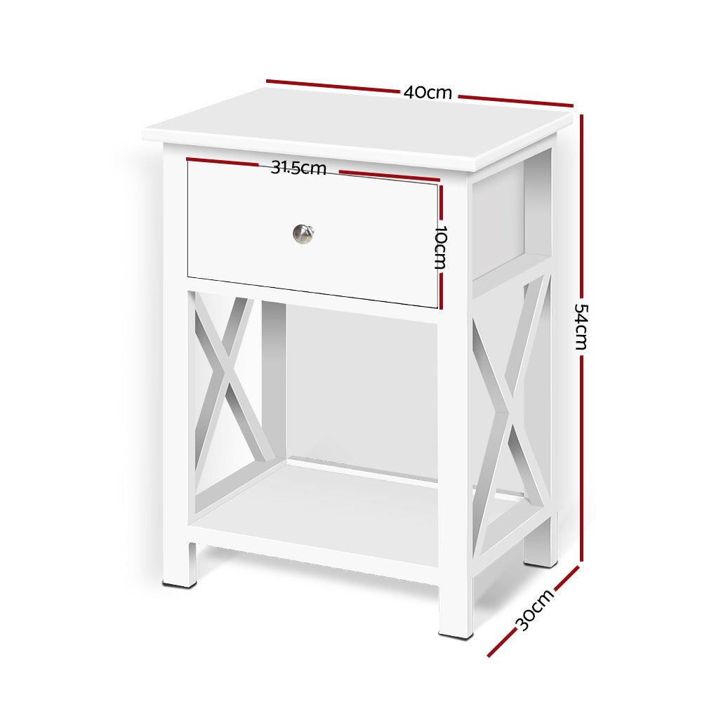 Marlook Bedside Table 1 Drawer with Shelf - EMMA White