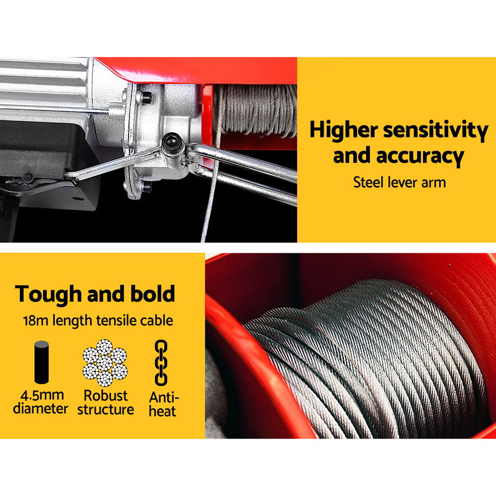 Marlook Electric Hoist Winch 300/600KG Cable 18M Rope Tool Remote Chain Lifting