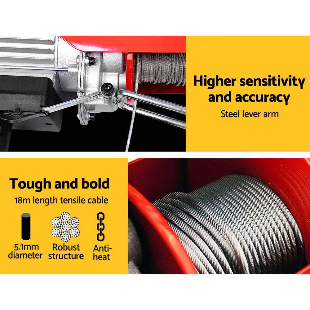 Marlook Electric Hoist Winch 400/800KG Cable 20M Rope Tool Remote Chain Lifting