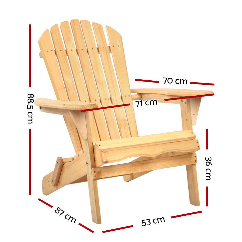 Marlook Adirondack Outdoor Chairs Wooden Beach Chair Patio Furniture Garden Natural
