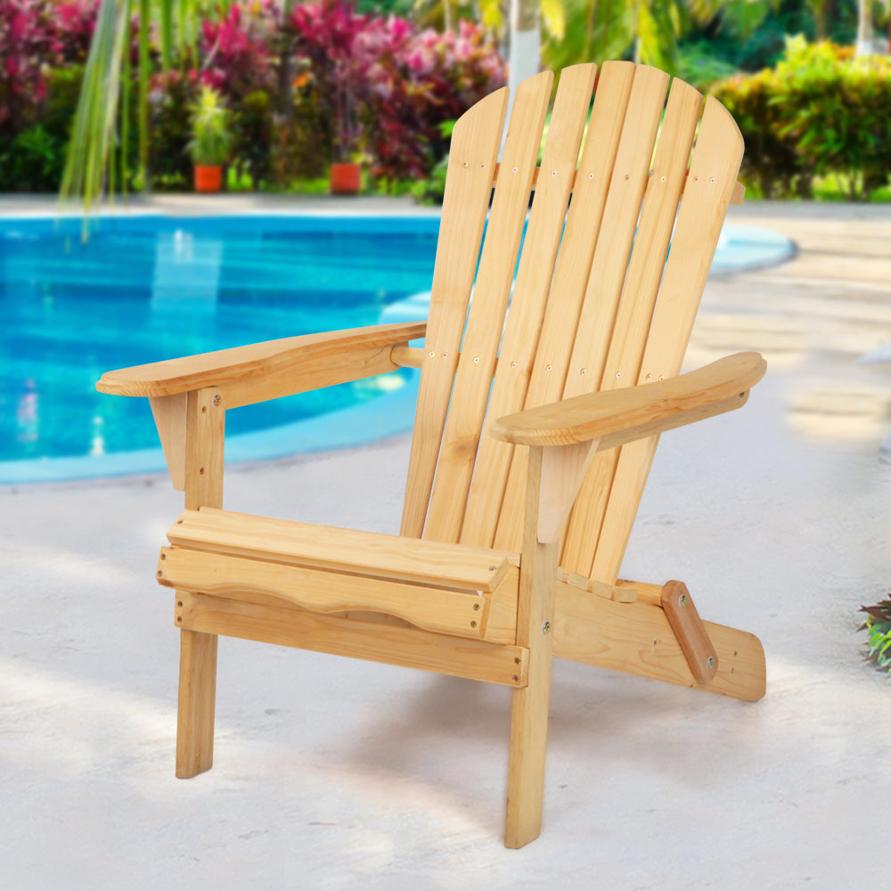 Marlook Adirondack Outdoor Chairs Wooden Beach Chair Patio Furniture Garden Natural