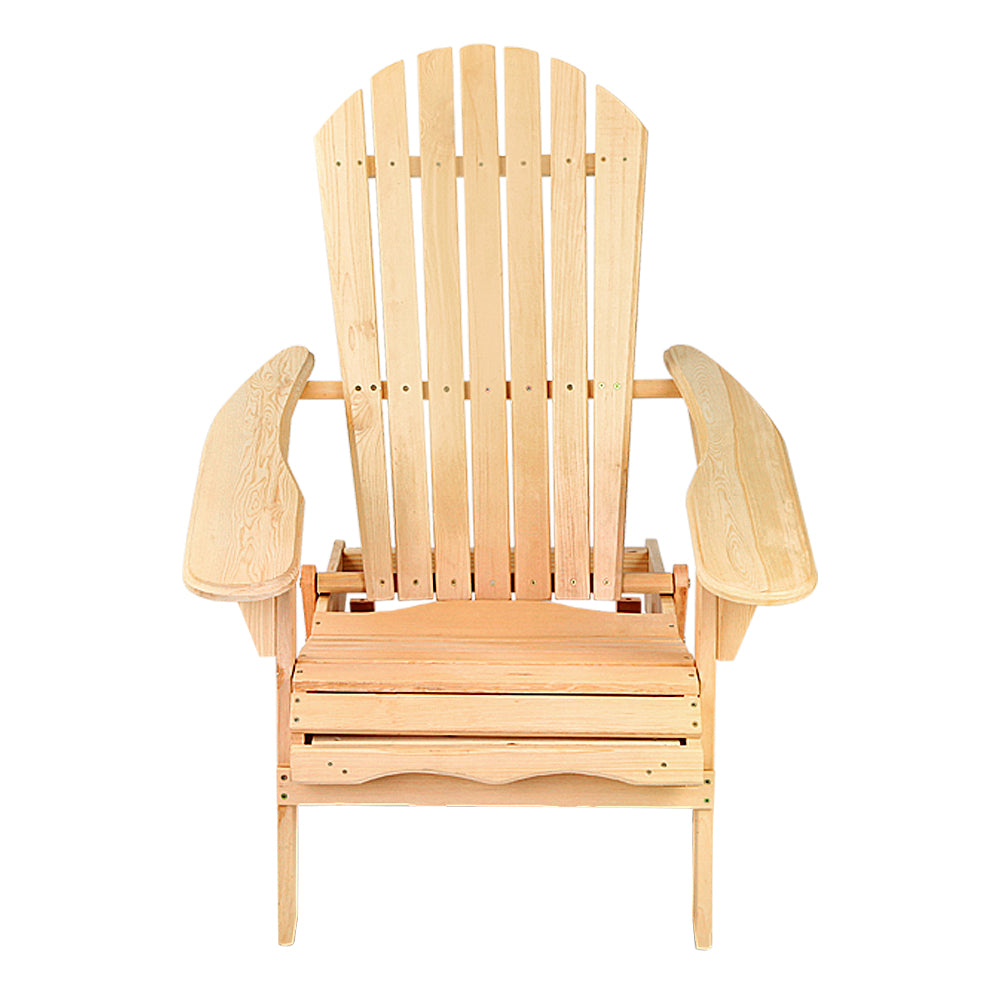 Marlook Adirondack Outdoor Chairs Wooden Beach Chair Patio Furniture Garden Natural Set of 2