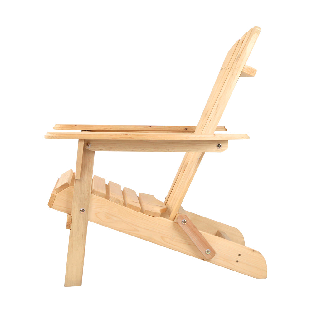 Marlook Adirondack Outdoor Chairs Wooden Beach Chair Patio Furniture Garden Natural Set of 2
