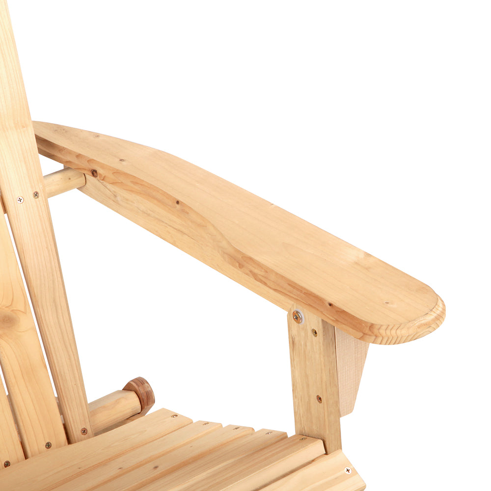 Marlook Adirondack Outdoor Chairs Wooden Beach Chair Patio Furniture Garden Natural Set of 2