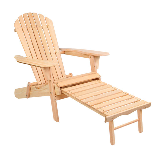 Marlook Adirondack Outdoor Chairs Wooden Sun Lounge Patio Furniture Garden Natural