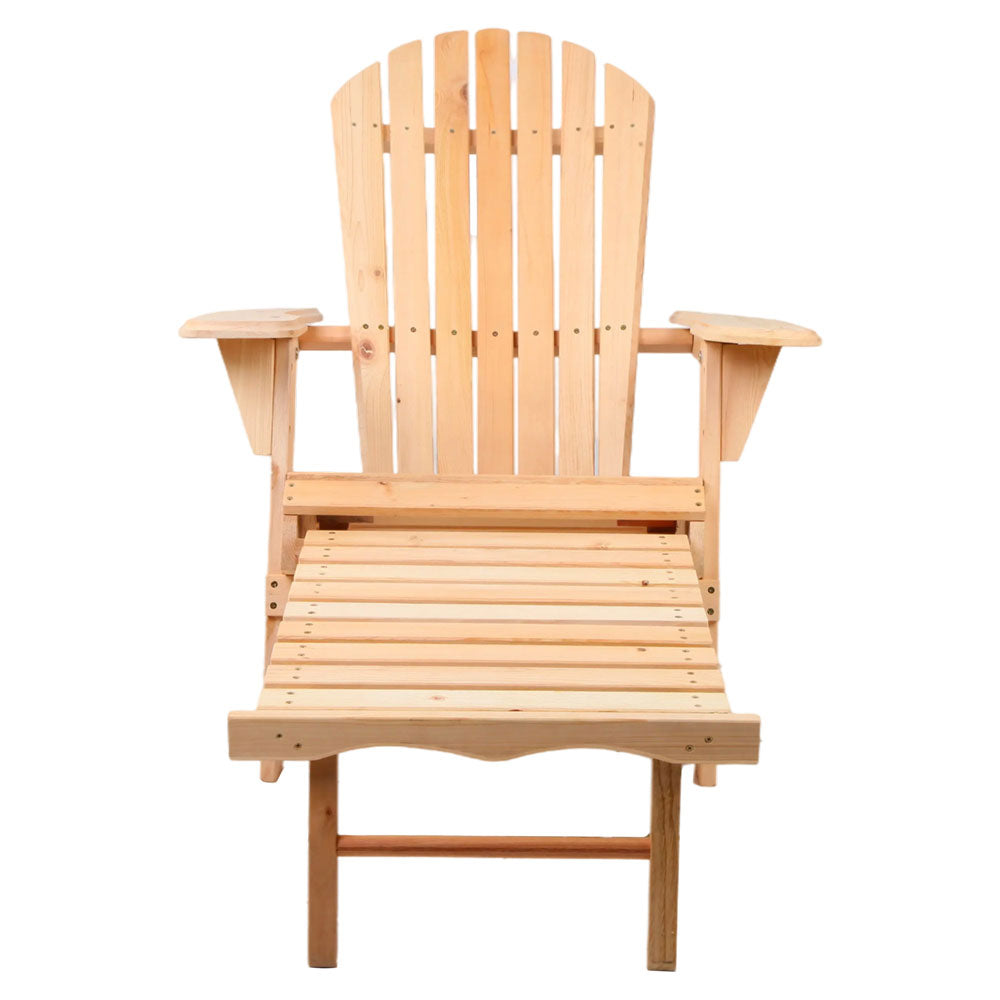 Marlook Adirondack Outdoor Chairs Wooden Sun Lounge Patio Furniture Garden Natural