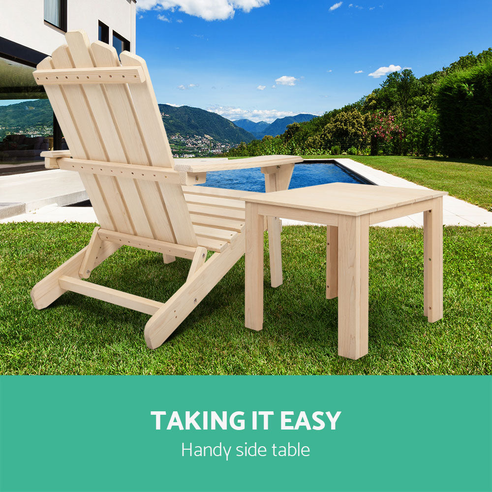 Marlook Coffee Side Table Wooden Desk Outdoor Furniture Camping Garden Natural