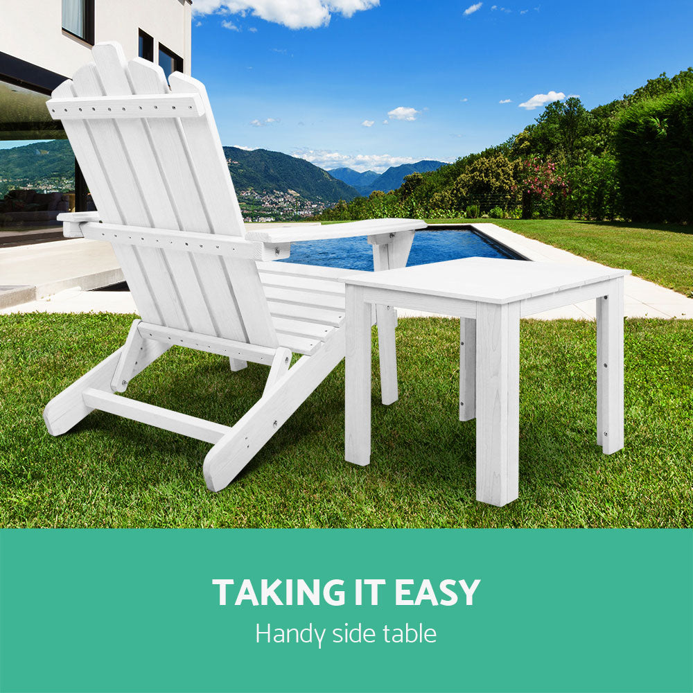 Marlook Coffee Side Table Wooden Desk Outdoor Furniture Camping Garden White