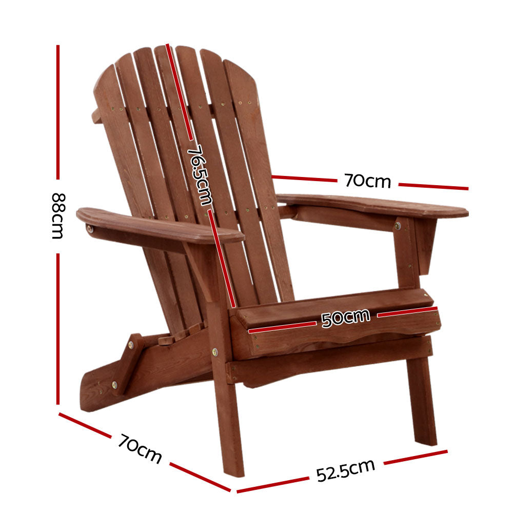 Marlook Adirondack Outdoor Chairs Wooden Foldable Beach Chair Patio Furniture Brown
