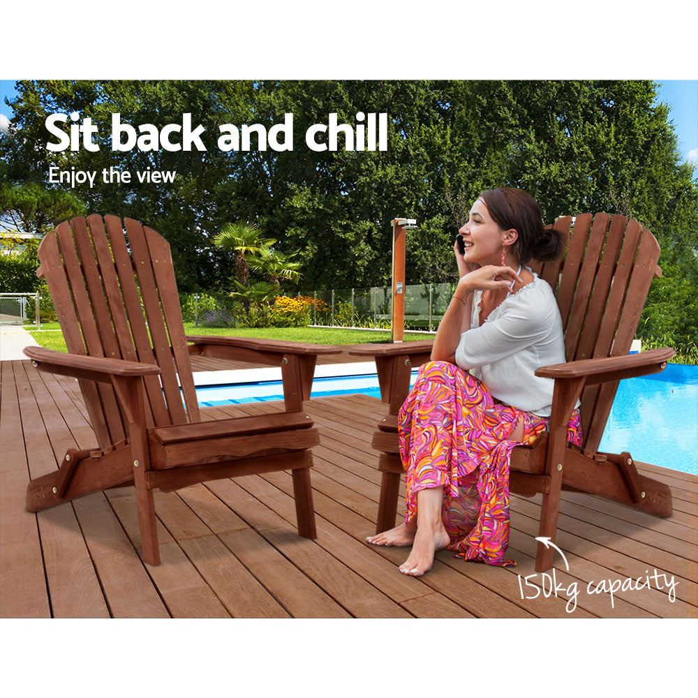 Marlook Adirondack Outdoor Chairs Wooden Foldable Beach Chair Patio Furniture Brown