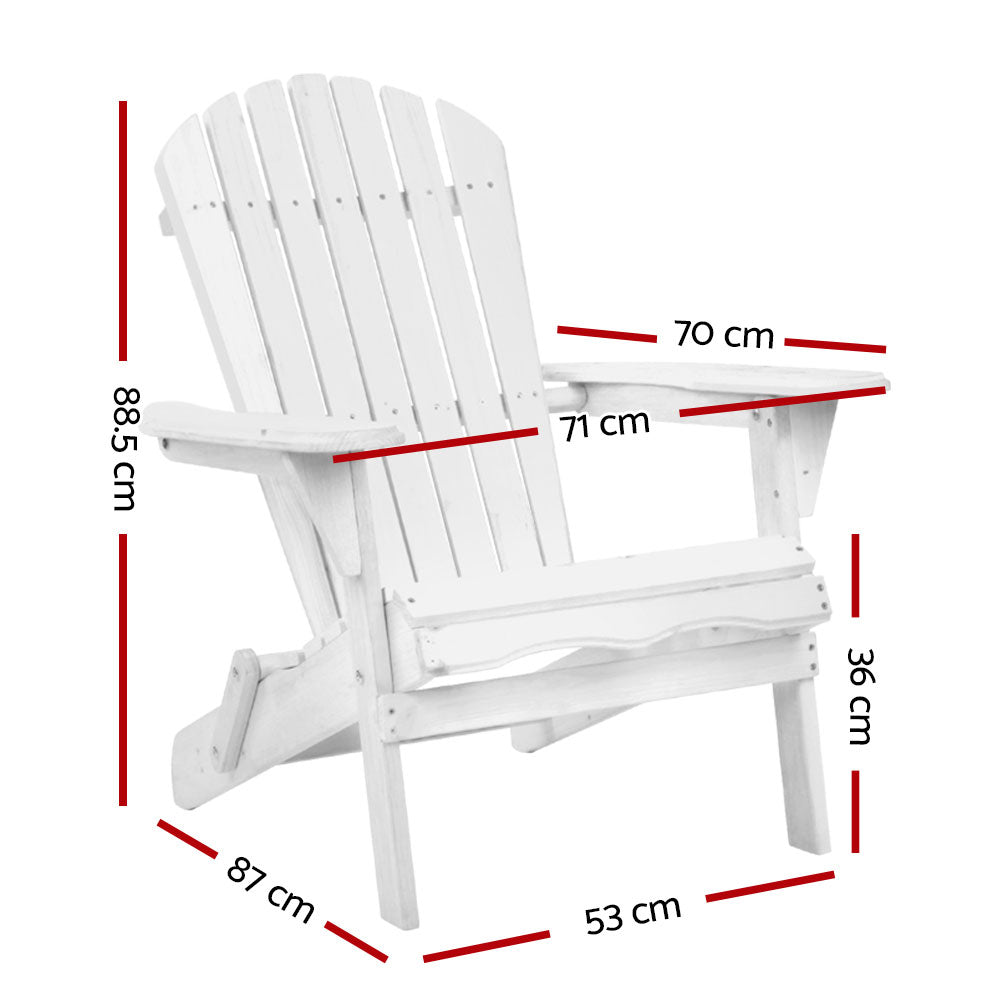 Marlook Adirondack Outdoor Chairs Wooden Foldable Beach Chair Patio Furniture White