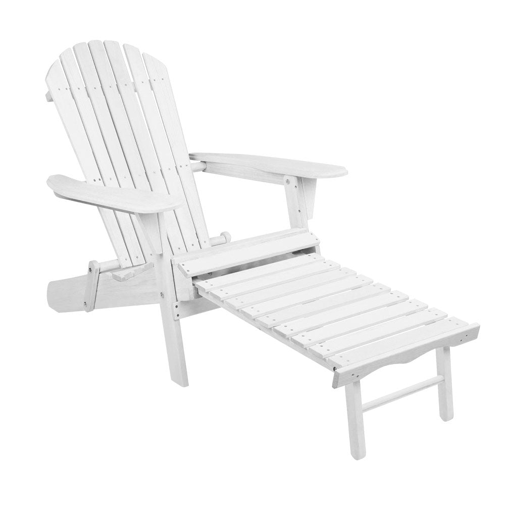 Marlook Sun Lounge Outdoor Chairs Wooden Foldable Patio Furniture Adirondack White