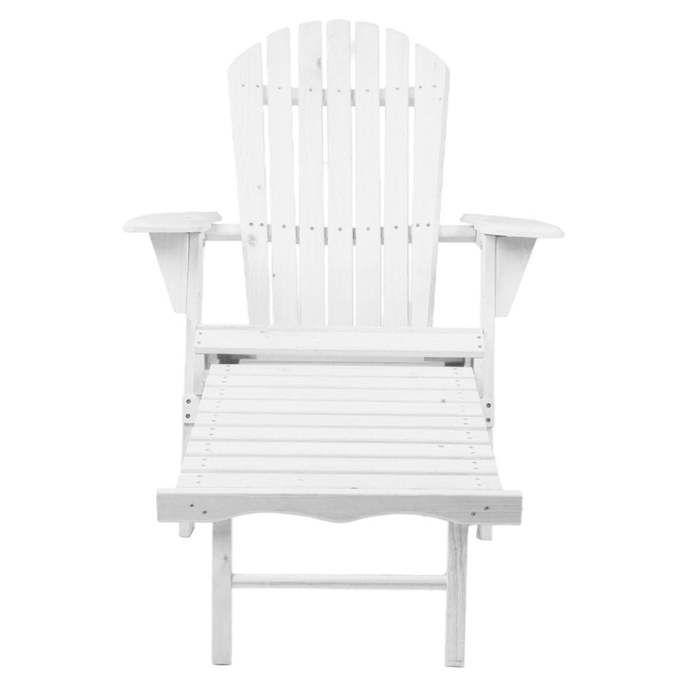 Marlook Sun Lounge Outdoor Chairs Wooden Foldable Patio Furniture Adirondack White