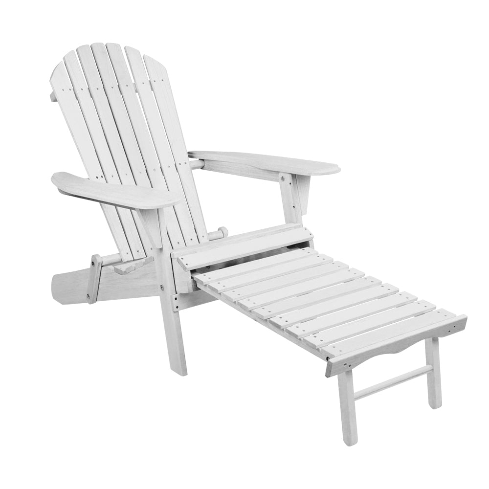 Marlook 2PC Adirondack Outdoor Chairs Wood Foldable Sun Lounge Patio Furniture