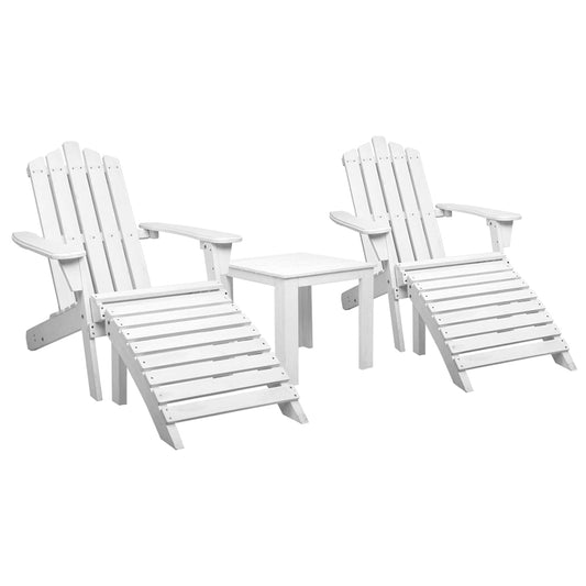 Marlook 5PC Adirondack Outdoor Table and Chairs Wooden Sun Lounge Patio Furniture White